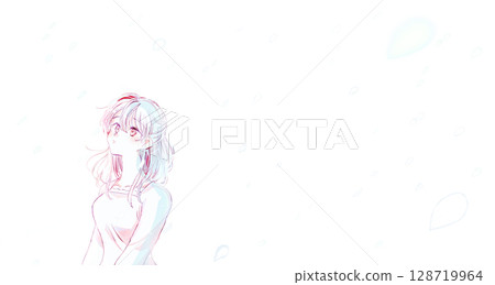 女人，上半身，花瓣，空白 128719964