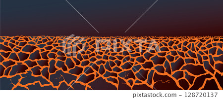 Molten magma. Vector drawing of volcanic lava 128720137