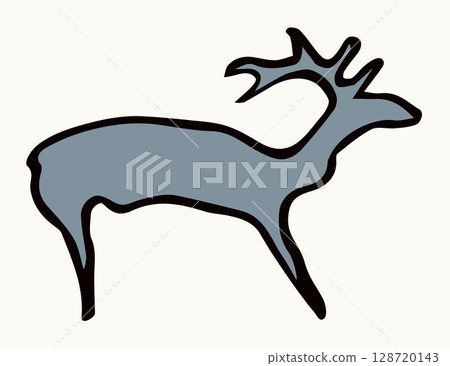 Primitive rock painting. Vector drawing 128720143