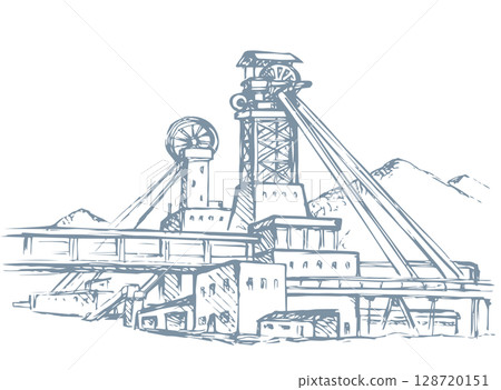 Plant at the mine. Vector drawing 128720151