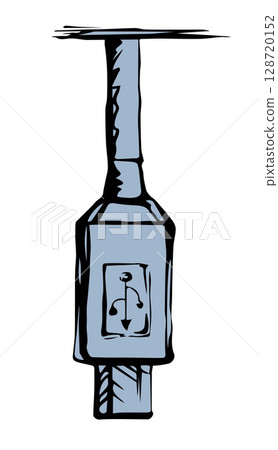 Cord for charging the phone. Vector drawing 128720152