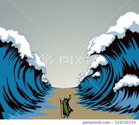 Moses with the staff. Vector drawing Moses with the staff. Vector drawing 128720154