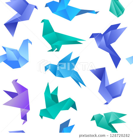 Origami pattern. paper dove seamless background 128720282