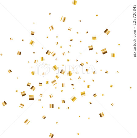 Confetti explosion. Golden serpentine ribbons frame design Confetti explosion. Golden serpentine ribbons frame design 128720845