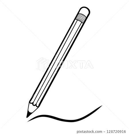 Single element of pencil in doodle school set 128720916