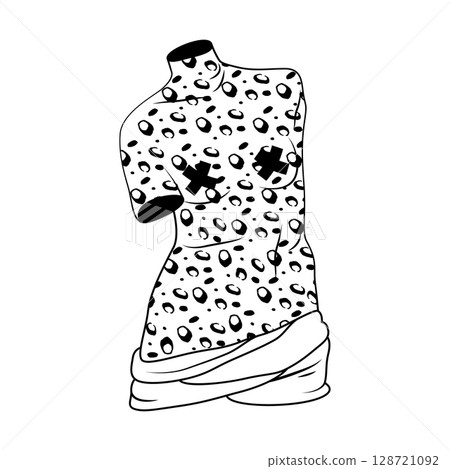 Woman statue torso or female monument body. Vector marble sculpture fragment. Antique sexual Greek art or classical Venus fragment. Greece piece or lady craft. History and sexuality, culture clipart. 128721092