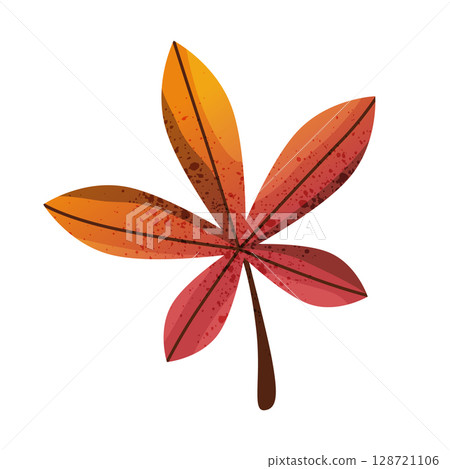 Chestnut leaf or autumn plant element. Vector botany icon or biology symbol, cartoon clipart for fall flora. Nature seasonal foliage and decorative deciduous. Naturalis card, ecology emblem. Taxonomy. Chestnut leaf or autumn plant element. Vector botany icon or biology symbol, cartoon clipart for fall flora. Nature seasonal foliage and decorative deciduous. Naturalis card, ecology emblem. Taxonomy. 128721106