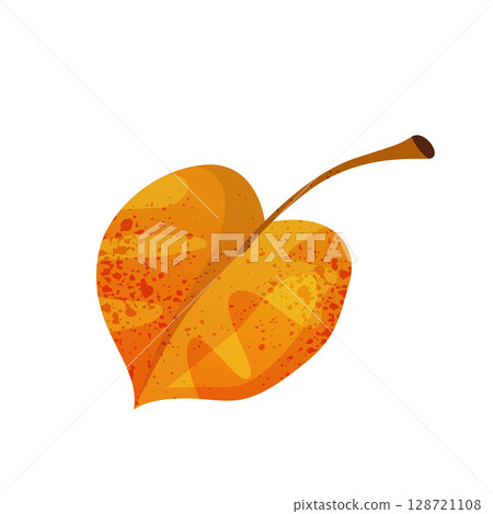 Autumn herbarium birch leaf. Vector fall and nature symbol. Forest and wood, garden foliage. Woodland texture or leaf print. Naturalist deciduous element. Biology, botany, ecology and flora, taxonomy. 128721108
