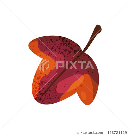 Autumn red ivy leaf isolated. Vector icon of fall foliage, flat cartoon seasonal plant element. Wood and forest, garden sign. Organic herbarium and nature card. Taxonomy and botany, biology and flora. 128721119