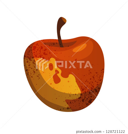 Vector icon for autumn apple. Seasonal fruit sign for garden or farm, orchard and rural harvest. Symbol for nature and fall, healthy, natural food. Edible juicy tree plant element. Organic nutrition. 128721122