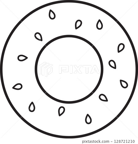 round bagel with sesame seeds, oktoberfest, simple black and white icon on isolated background 128721210