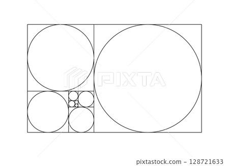 Fibonacci numbers, array. Template of horizontal golden ratio harmony proportions. Fibonacci numbers, array. Template of horizontal golden ratio harmony proportions. 128721633
