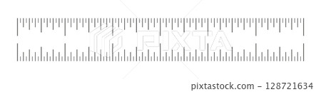 Ruler scale, measuring chart with 6 inches. Template of six inch sewing tool. Length measurement height, distance, math. Ruler scale, measuring chart with 6 inches. Template of six inch sewing tool. Length measurement height, distance, math. 128721634