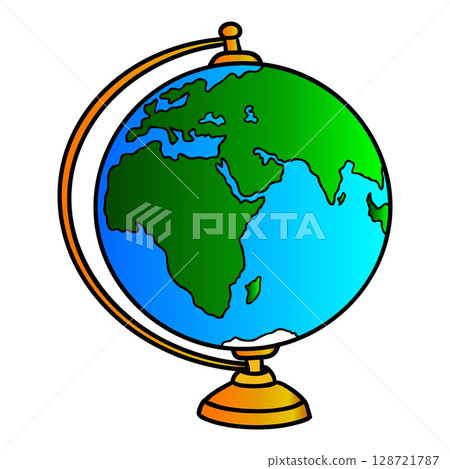 Cute hand drawn colourful school globe icon.  128721787