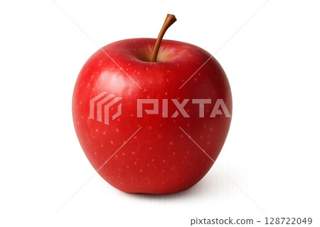 Fresh Red Apple on a White Background Showcasing Its Vibrant Color and Texture 128722049