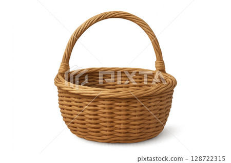 Utility of a Woven Basket Showcasing Craftsmanship and Design in a Simple Natural Setting Utility of a Woven Basket Showcasing Craftsmanship and Design in a Simple Natural Setting 128722315