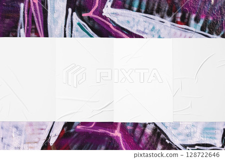 colorful urban wall with four wrinkled glued poster templates colorful urban wall with four wrinkled glued poster templates 128722646