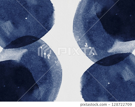 Deep Blue Watercolor Abstract Circles Pattern Design Background Template paper high-quality texture pastel cold winter 128722709