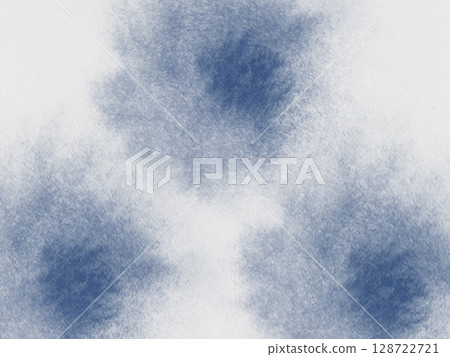 Blue watercolor circular shapes pattern textured paper high-quality texture background pastel dark light acrylic alcohol ink winter card template minimalistic 128722721