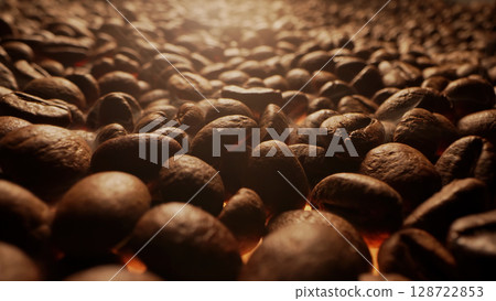 Fresh Organic Macro Of Robusta Coffee Beans. Premium Blend Fro Espresso Drink Fresh Organic Macro Of Robusta Coffee Beans. Premium Blend Fro Espresso Drink 128722853