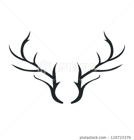 deer logo design deer hunter concept with black silhouette illustration of simple minimalist animal product brand template 128723376