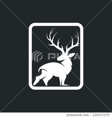 deer logo design deer hunter concept with black silhouette illustration of simple minimalist animal product brand template deer logo design deer hunter concept with black silhouette illustration of simple minimalist animal product brand template 128723379