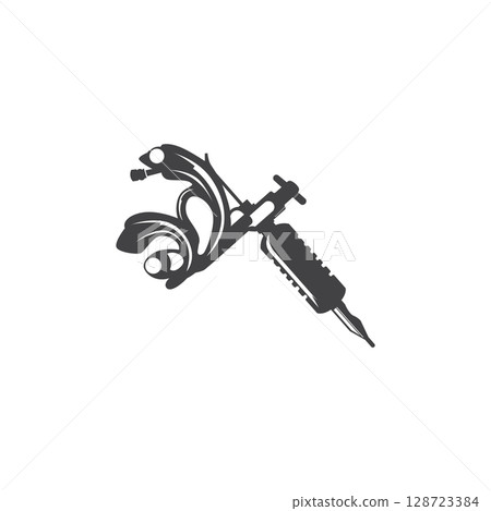 black silhouette illustration logo tattoo machine with vintage old retro minimalist concept template symbol tattoo studio design black silhouette illustration logo tattoo machine with vintage old retro minimalist concept template symbol tattoo studio design 128723384