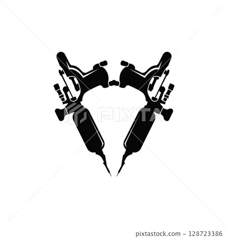 black silhouette illustration logo tattoo machine with vintage old retro minimalist concept template symbol tattoo studio design black silhouette illustration logo tattoo machine with vintage old retro minimalist concept template symbol tattoo studio design 128723386
