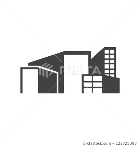 High rise building logo design with real estate apartment construction concept simple template illustration 128723398