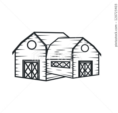 farm house design simple barn livestock logo concept illustration of a farm barn with a simple line concept, old vintage, antique, business brand symbol template farm house design simple barn livestock logo concept illustration of a farm barn with a simple line concept, old vintage, antique, business brand symbol template 128723403