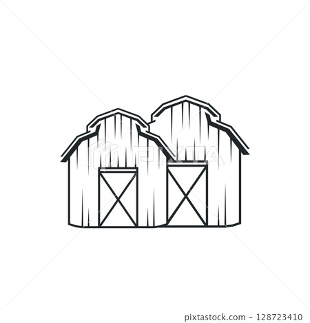 farm house design simple barn livestock logo concept illustration of a farm barn with a simple line concept, old vintage, antique, business brand symbol template farm house design simple barn livestock logo concept illustration of a farm barn with a simple line concept, old vintage, antique, business brand symbol template 128723410