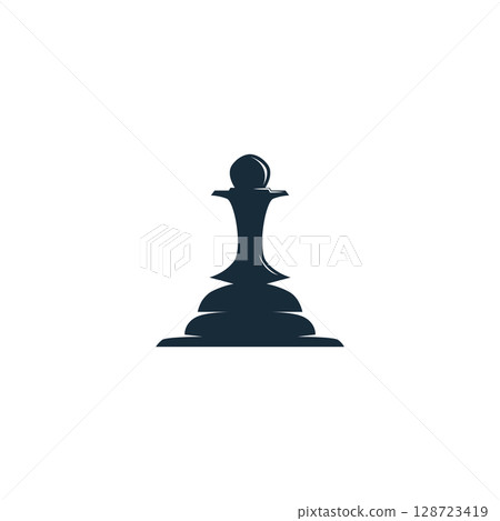 simple design chess logo chess game concept silhouette vintage retro template 128723419
