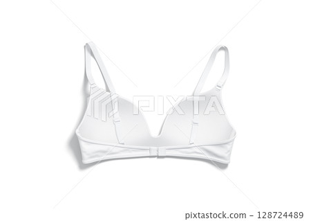 Blank white wireless bra mockup, back top view 128724489