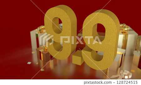 The Gift box and Number for 9.9 promotion or business concept 3d Rendering. The Gift box and Number for 9.9 promotion or business concept 3d Rendering. 128724515