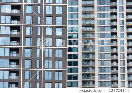 Modern Residential Buildings Facade Architecture Urban Pattern Modern Residential Buildings Facade Architecture Urban Pattern 128724544