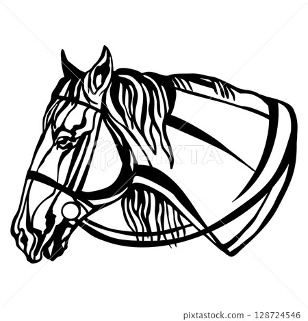 Horse Head Silhouette Vector Line Art laser cutting template Horse Head Silhouette Vector Line Art laser cutting template 128724546