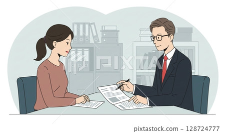 法律專家！一位客戶表情嚴肅地向律師諮詢 128724777