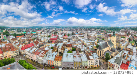 Ramarkable panorama of Lviv city from central Ratusha. Ramarkable panorama of Lviv city from central Ratusha. 128724995