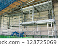 Scaffolding set up at a work site 128725069