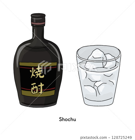 Miyazaki_Shochu line drawing illustration 128725249