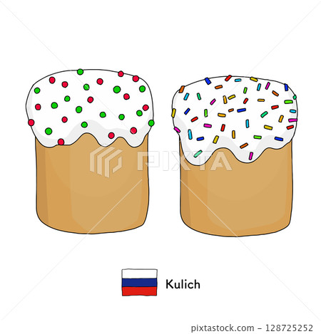 俄羅斯菜_Kulich線描插圖 128725252