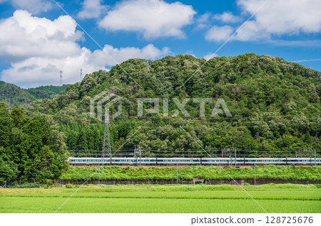 Idyllic rural scenery, Lake Biwa, Oura, Nishiasaicho, Nagahama City, Shiga Prefecture 128725676