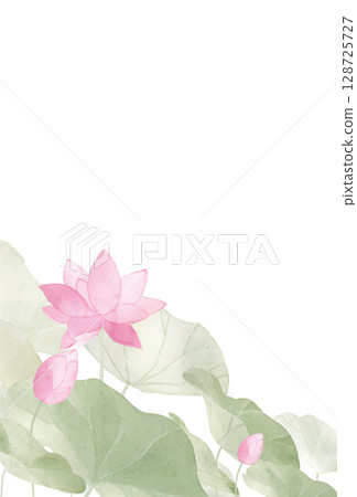 水彩蓮花明信片模板 128725727
