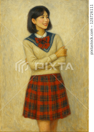 微笑的年輕女學生 128726111