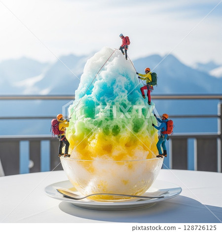 酷炫的山地探險！夏天享受刨冰，體驗登山隊的冒險。刨冰排行榜背景圖片。背景素材。 128726125
