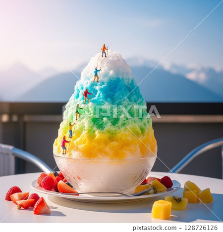 酷炫的山地探險！夏天享受刨冰，體驗登山隊的冒險。刨冰排行榜背景圖片。背景素材。 128726126