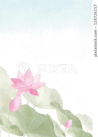 Watercolor lotus postcard template 2 Watercolor lotus postcard template 2 128726157