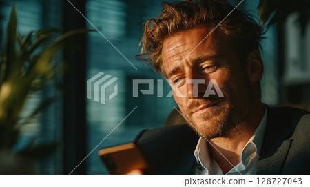 Businessman making a video call in the office 6 128727043