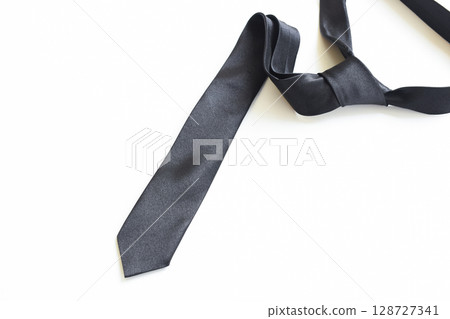 black necktie isolated on white background, father day concept and business style 128727341