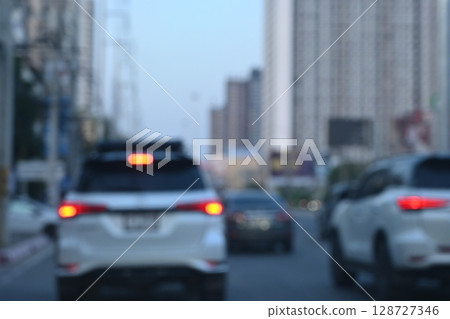 traffic jam in the city, blurred image 128727346